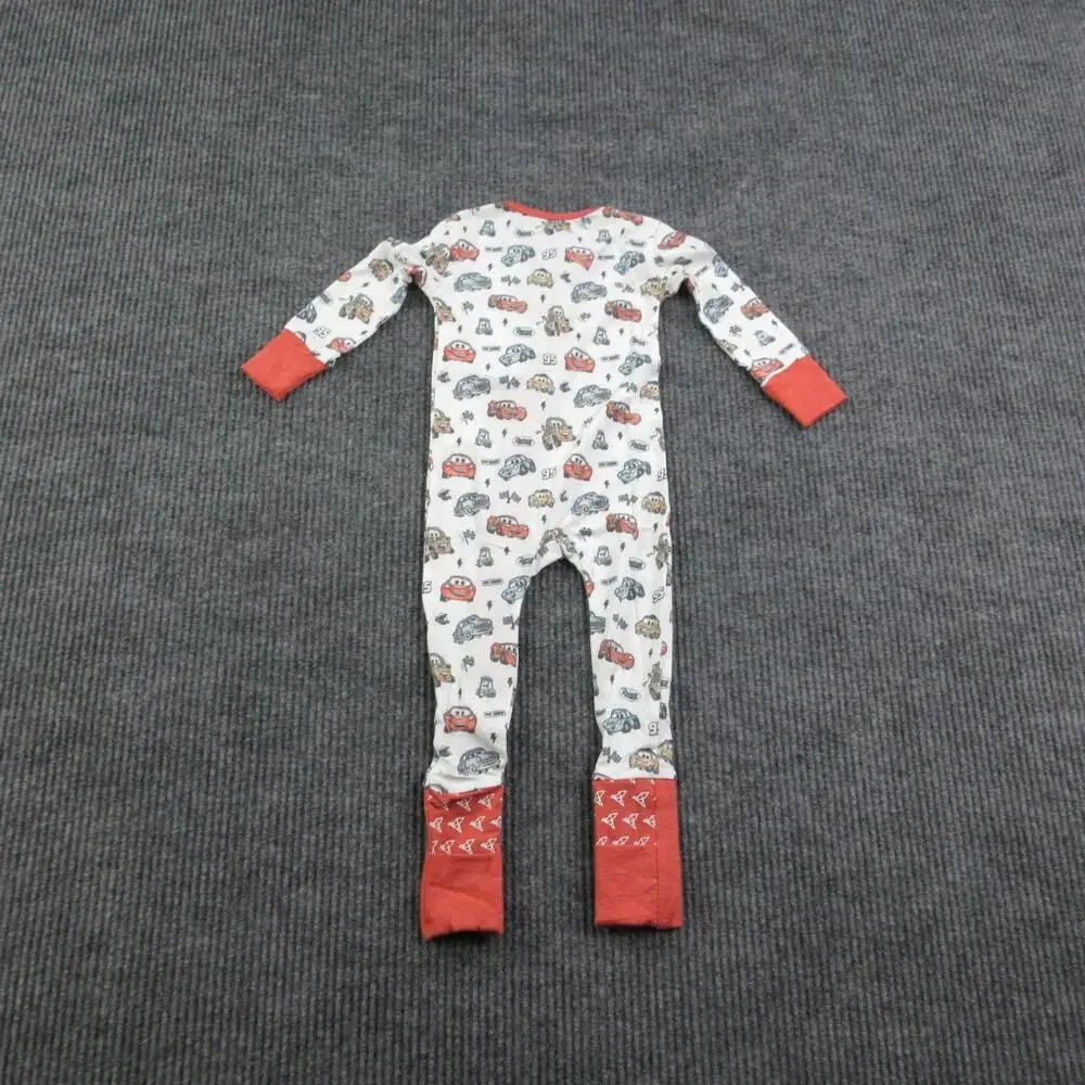 Disney Baby Coverall Boys 12-18 Months White Lightning McQueen Cars Zip NWOT